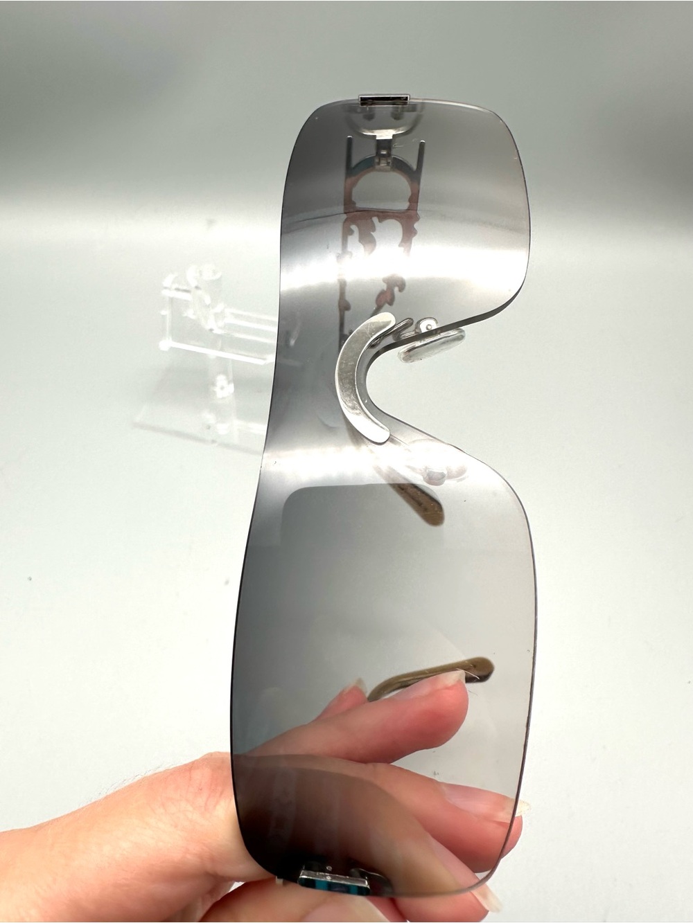 Christian Dior Fire Sunglasses Silver Flame Grey Gradient Shield 75BHY 125 C2 - Picture 7 of 8